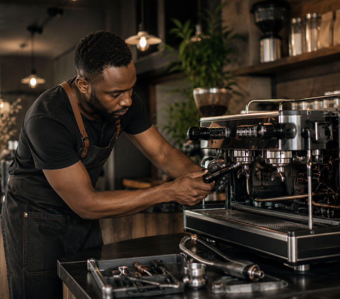 Professional coffee machine installation